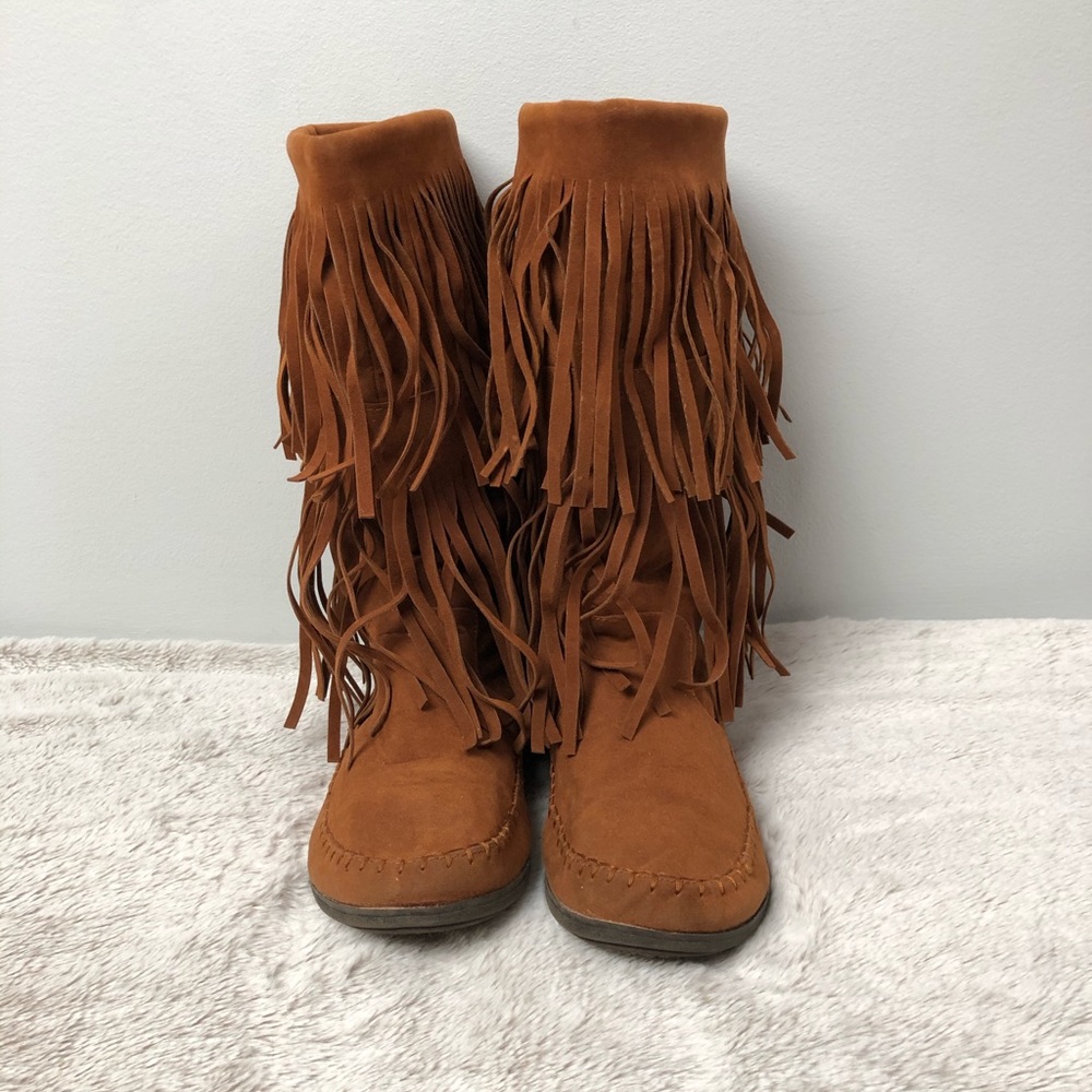 Rampage Brown Fringe Boots